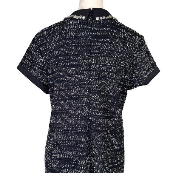 Maison Jules Black White Tweed Texture Collared Mini Shift Dress UPCYCLED - Picture 9 of 12